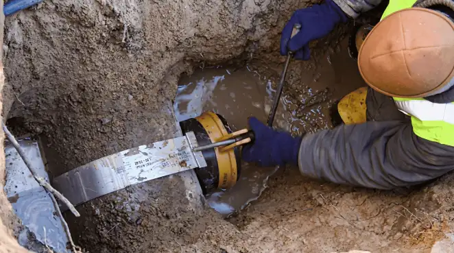 Technician performing underground drainage repair for foundation protection and gutter systems in Sarasota, FL